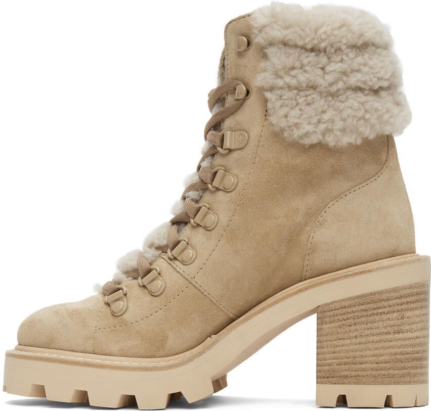 Jimmy Choo Beige Shearling Eshe 65 Hiking Boots - Picture 3