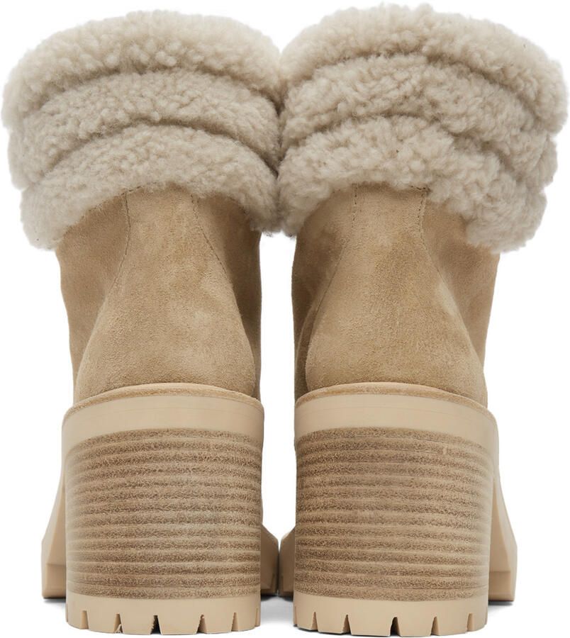 Jimmy Choo Beige Shearling Eshe 65 Hiking Boots - Picture 2