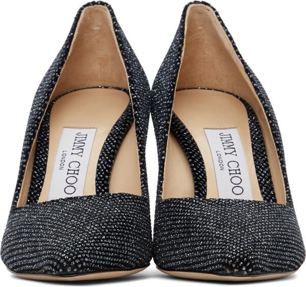 Jimmy Choo Black Glitter Romy 85 Heels - Picture 3