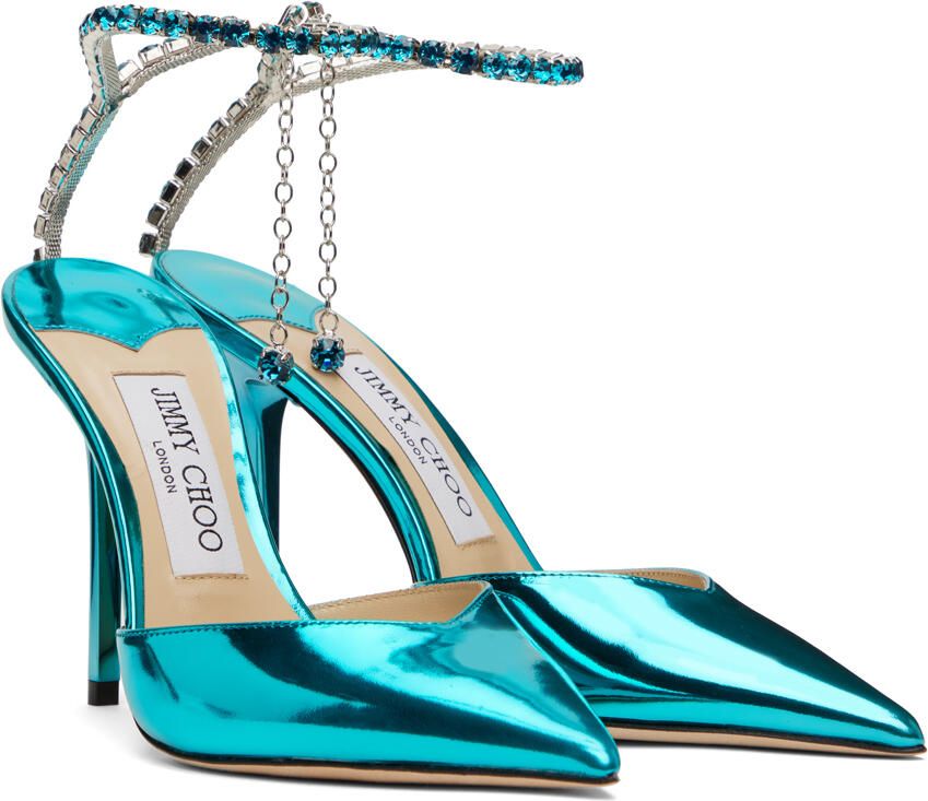 Jimmy Choo Blue Saeda 100 Heels - Picture 2