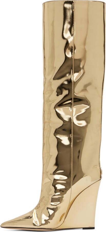 Jimmy Choo Blake metallic 110mm wedge boots Gold