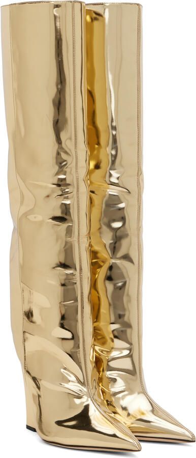 Jimmy Choo Blake metallic 110mm wedge boots Gold - Picture 2