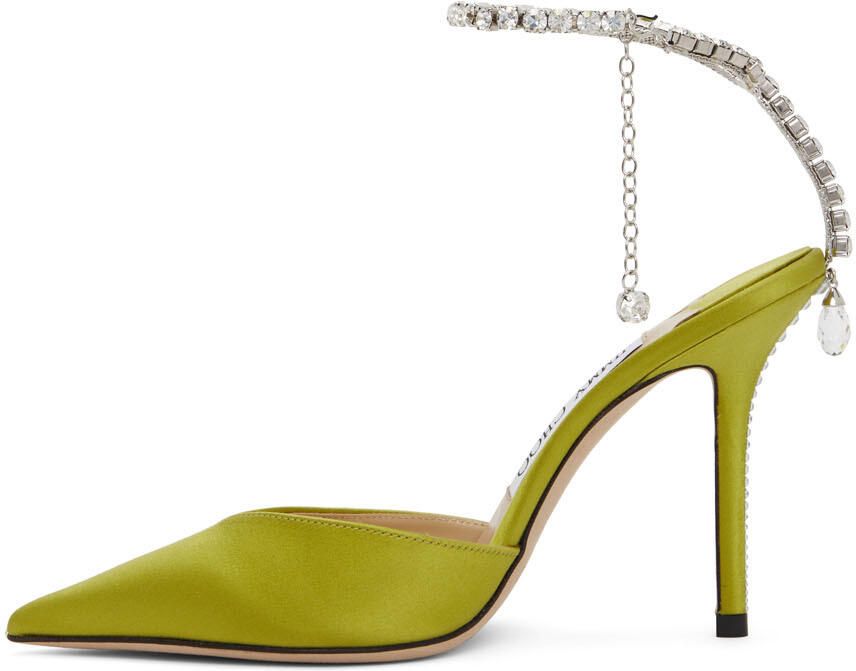Jimmy Choo Green Saeda 100 Pumps - Picture 3