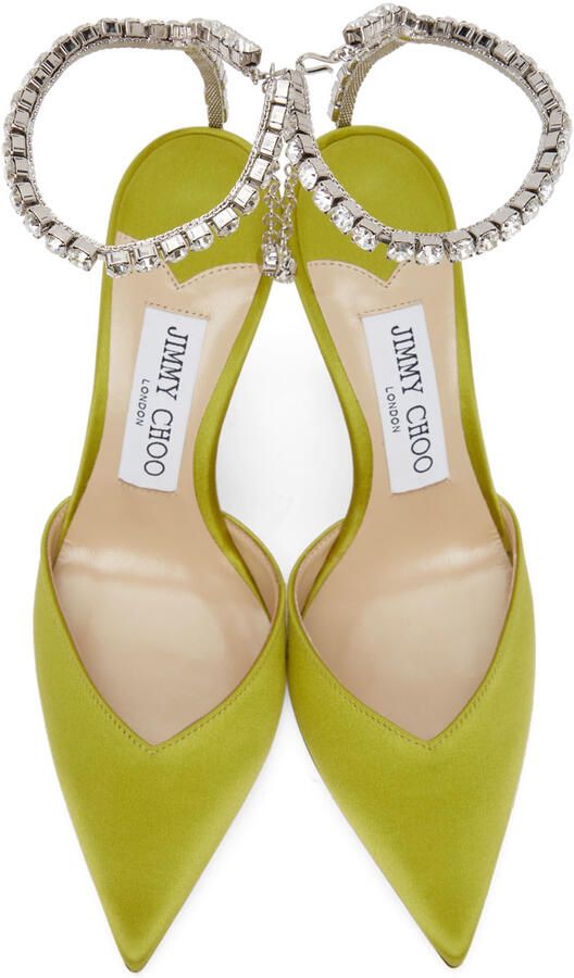 Jimmy Choo Green Saeda 100 Pumps - Picture 4