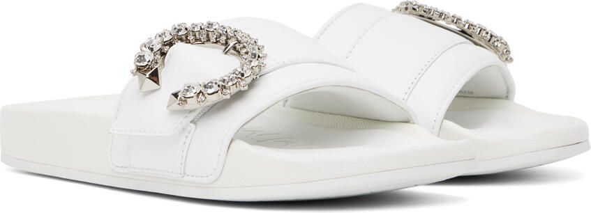Jimmy Choo Fallon leather slides White