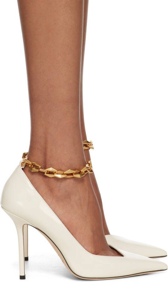 Jimmy Choo Off-White Diamond Talura 100 Pumps - Picture 3