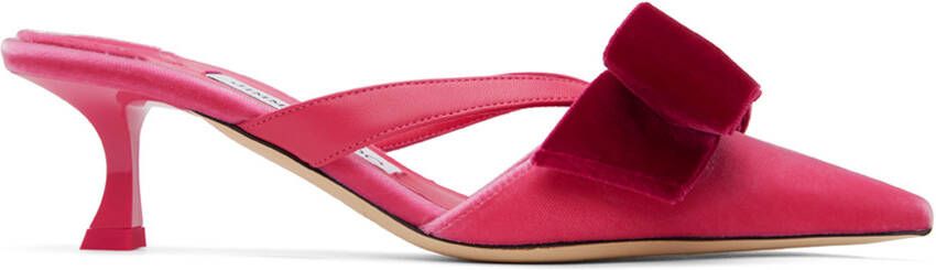 Jimmy Choo Pink Flaca 50 Mules - Picture 5