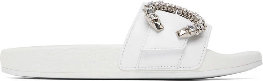 Jimmy Choo Fallon leather slides White - Picture 5