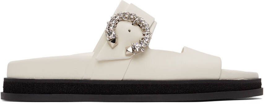 Jimmy Choo White Marga Flat Sandals - Picture 5