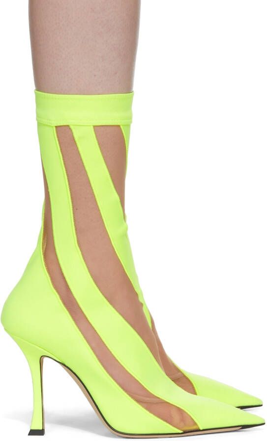 Jimmy Choo Yellow Mugler Edition Sock Ankle Boots