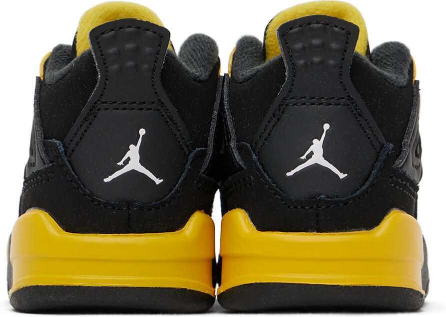 Nike Jordan Baby Black & Yellow Jordan 4 Retro Thunder Sneakers