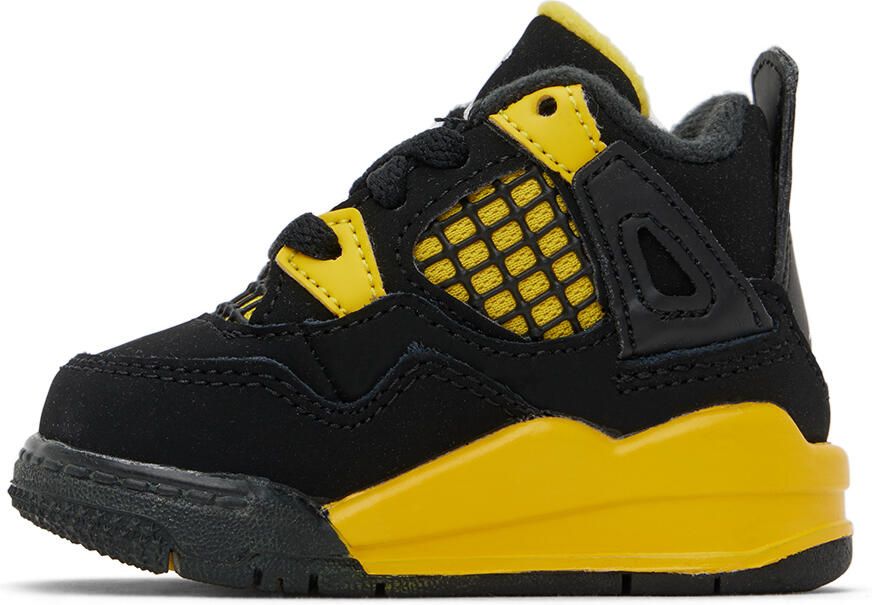 Nike Jordan Baby Black & Yellow Jordan 4 Retro Thunder Sneakers - Picture 2