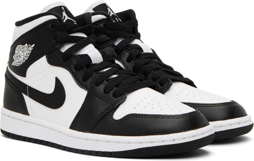 Nike Jordan Black & White Air Jordan 1 Mid Sneakers - Picture 2