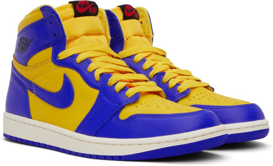 Nike Jordan Blue & Yellow Air Jordan 1 Retro Hi OG Sneakers - Picture 2