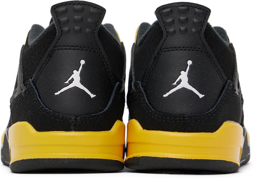 Nike Jordan Kids Black & Yellow Jordan 4 Retro Thunder Little Kids Sneakers - Picture 5