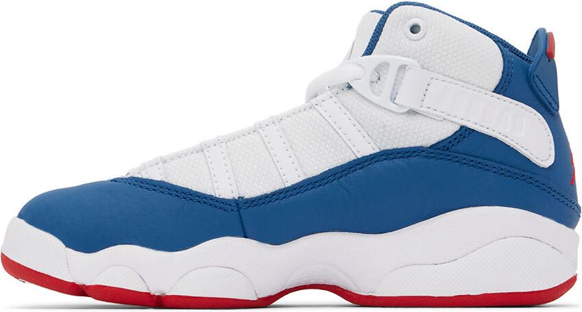 Nike Jordan Kids White & Blue Jordan 6 Rings Little Kids Sneakers - Picture 3