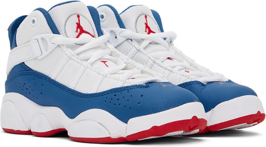 Nike Jordan Kids White & Blue Jordan 6 Rings Little Kids Sneakers - Picture 2