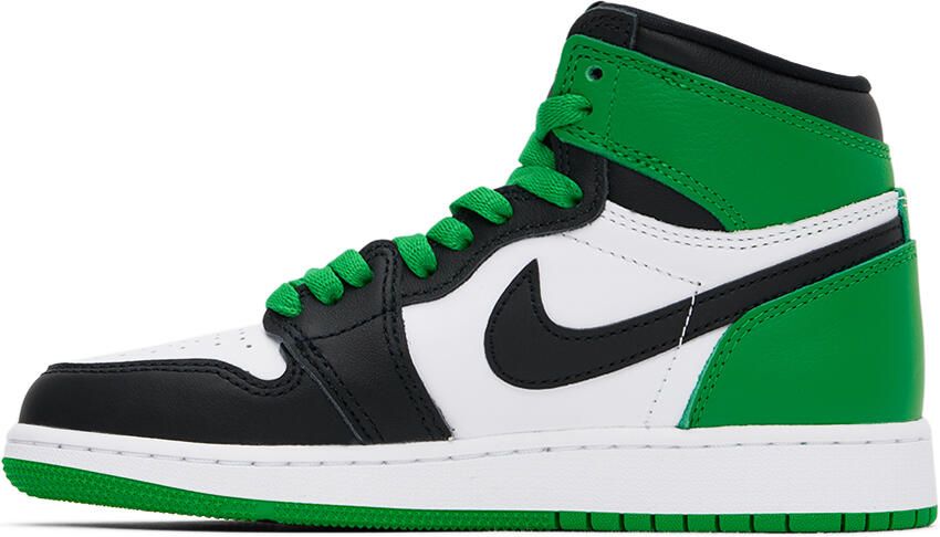 Nike Jordan Kids White & Green Air Jordan 1 High OG Big Kids Sneakers - Picture 3
