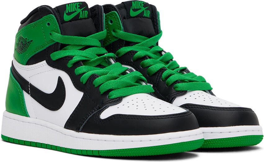 Nike Jordan Kids White & Green Air Jordan 1 High OG Big Kids Sneakers - Picture 2