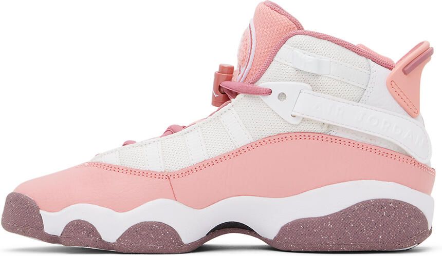 Nike Jordan Kids White & Pink Jordan 6 Rings Big Kids Sneakers - Picture 3