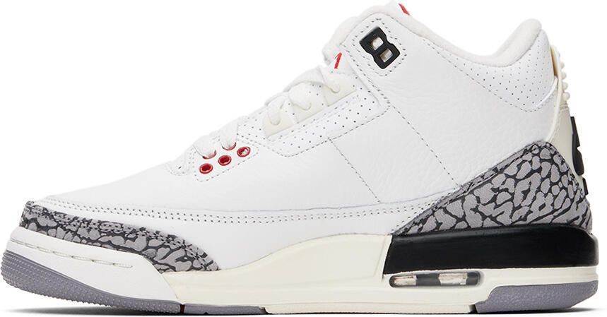 Nike Jordan Kids White Jordan 3 Retro Big Kids Sneakers - Picture 3