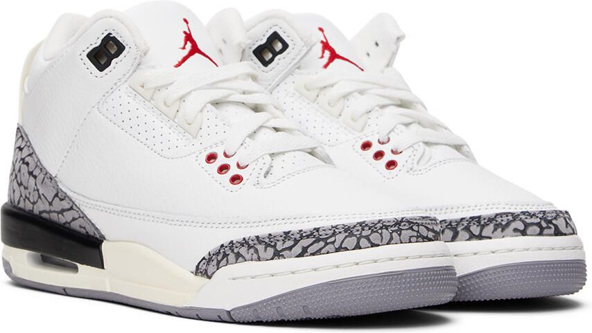Nike Jordan Kids White Jordan 3 Retro Big Kids Sneakers - Picture 2