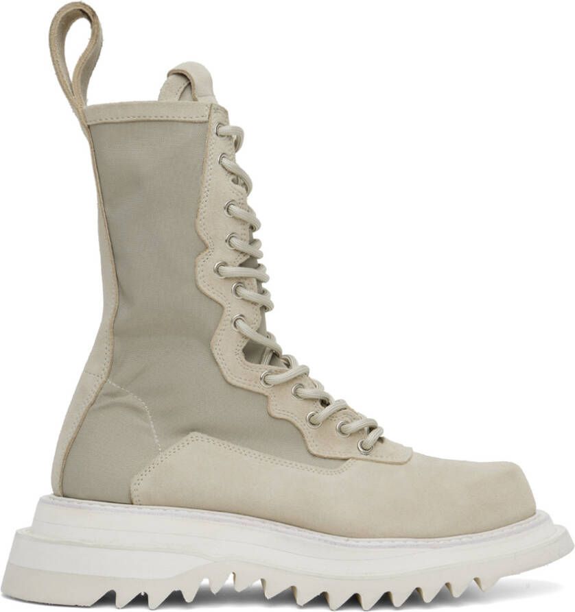 Julius Beige Lace-Up Combat Boots - Picture 5