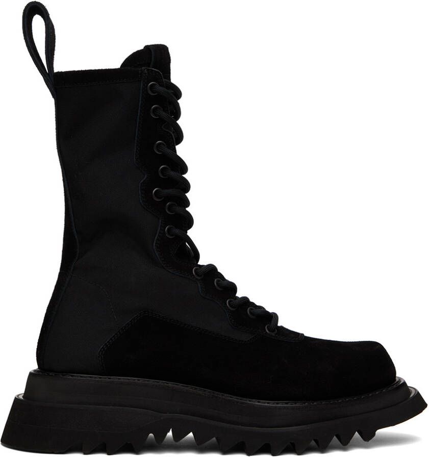 Julius Black Lace-Up Combat Boots - Picture 5