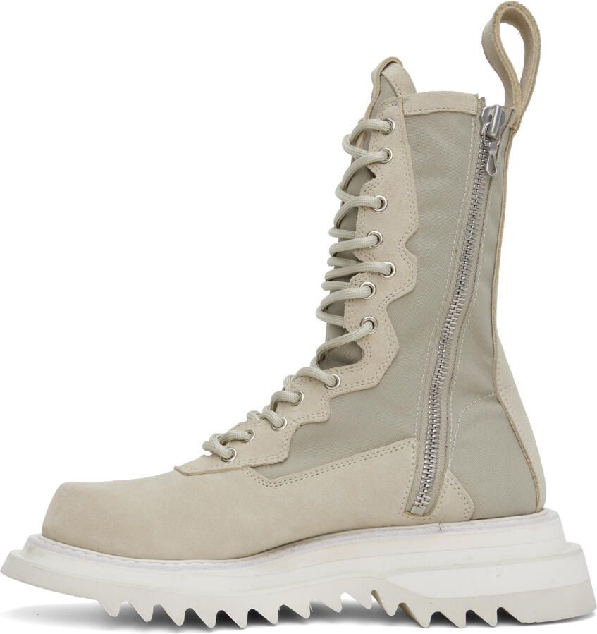 Julius Beige Lace-Up Combat Boots