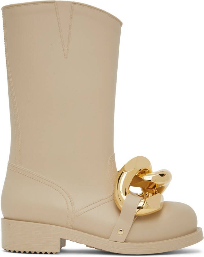 JW Anderson Beige High Chain Rubber Boots - Picture 3