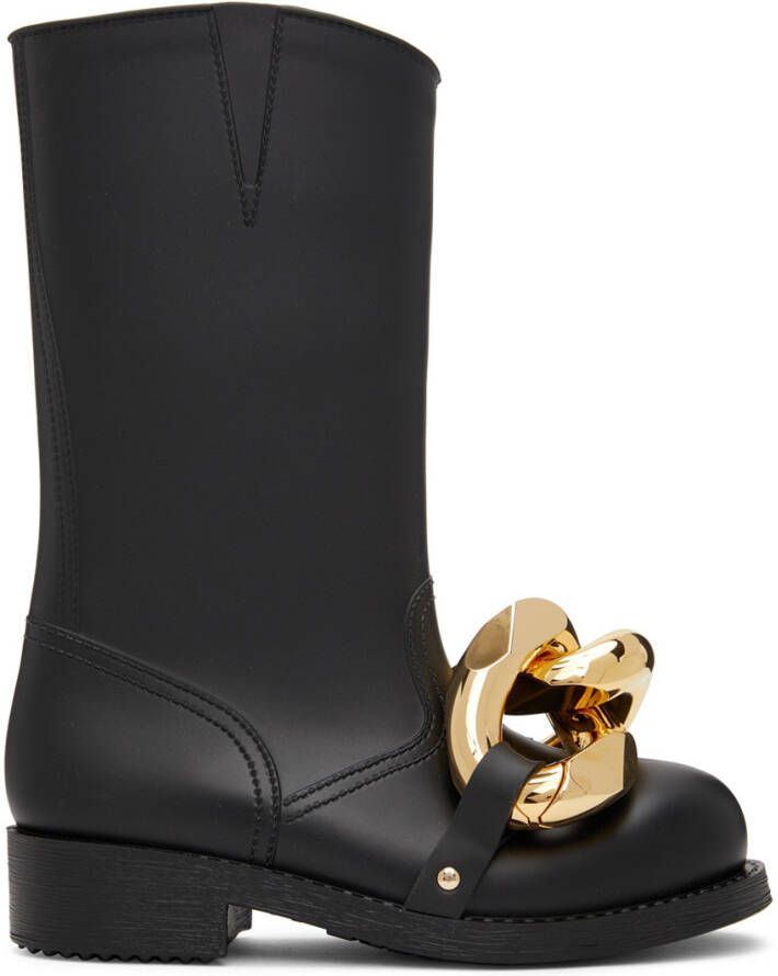 JW Anderson Black High Chain Rubber Boots - Picture 5
