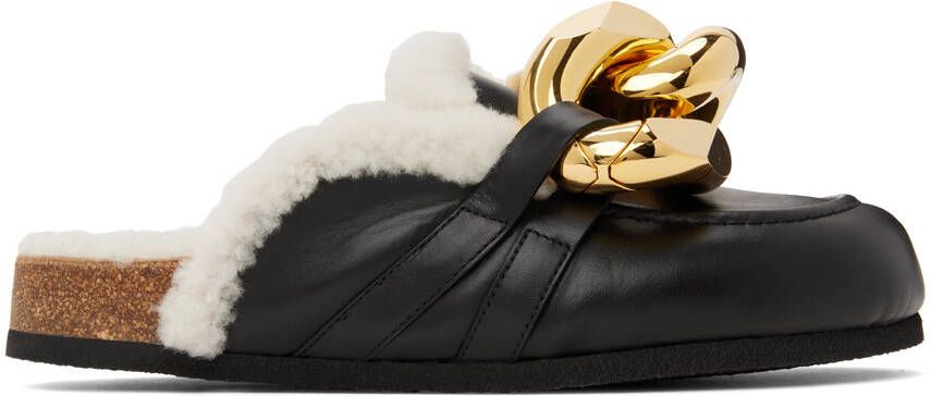 JW Anderson Black Sherpa Chain Mules - Picture 5