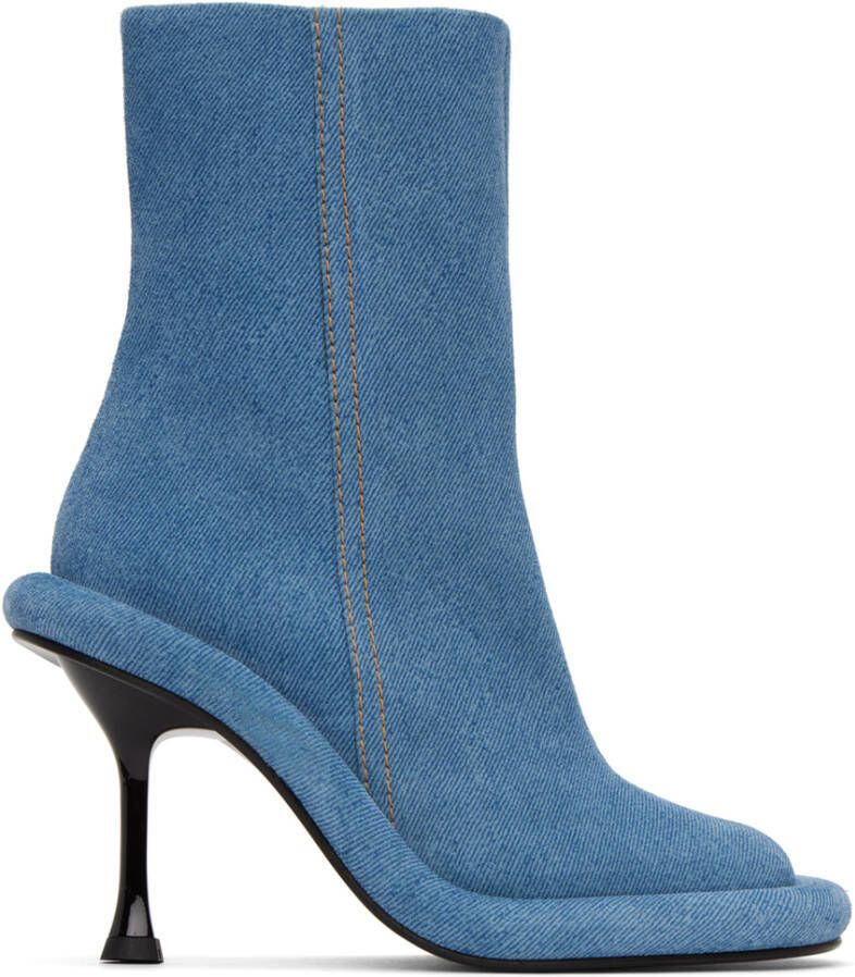 JW Anderson Blue Bumper-Tube Heel Ankle Boots - Picture 5