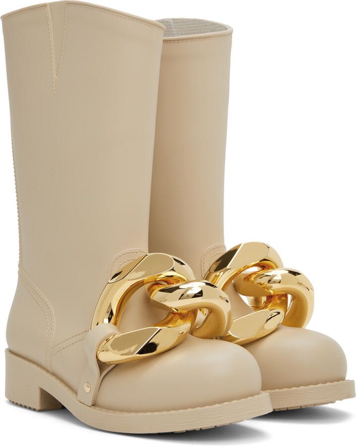 JW Anderson Beige High Chain Rubber Boots - Picture 2