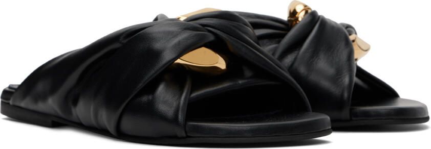 JW Anderson Black Chain Twist Flat Sandals - Picture 2