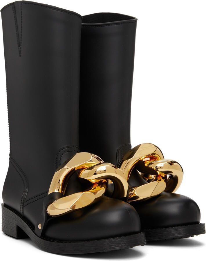 JW Anderson Black High Chain Rubber Boots - Picture 2