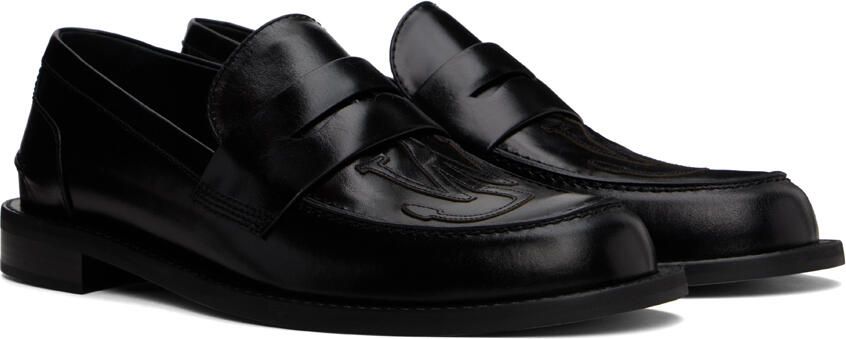 JW Anderson Black Leather Moccasin Loafers - Picture 2