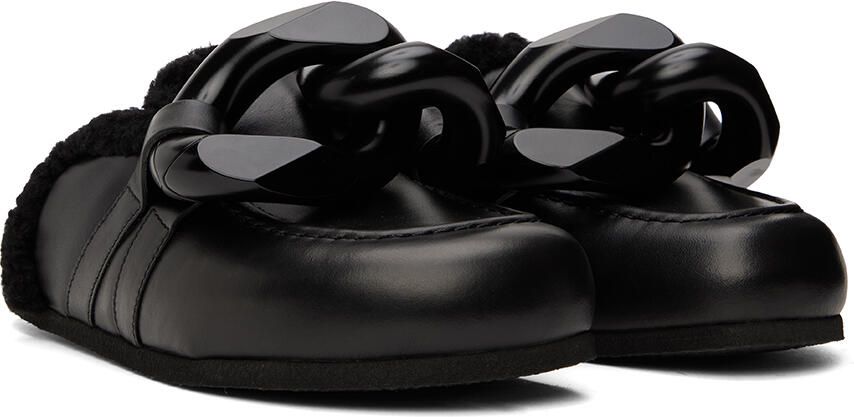 JW Anderson Black Shearling Chain Loafers