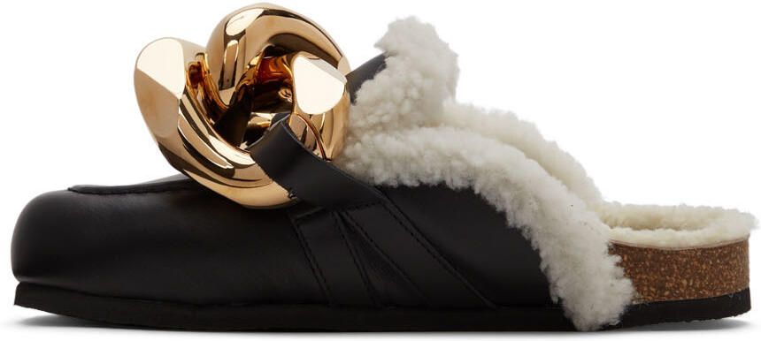 JW Anderson Black Shearling Chain Loafers - Picture 4