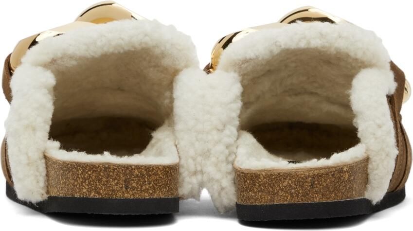 JW Anderson Brown Shearling Chain Loafers - Picture 2