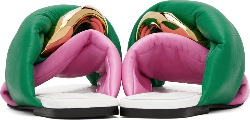 JW Anderson Pink & Green Chain Twist Sandals - Picture 2