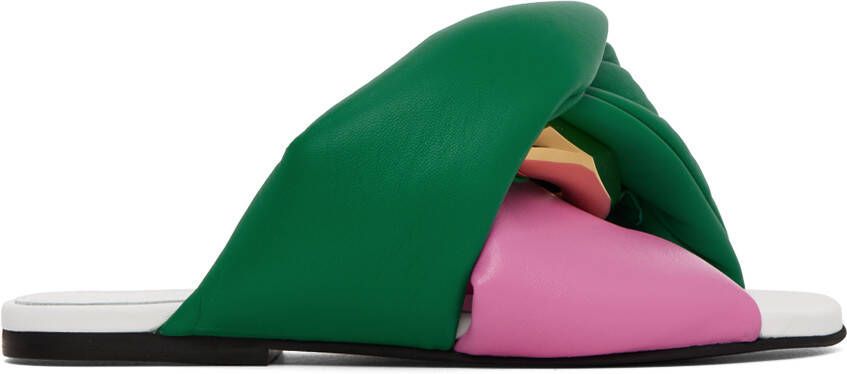 JW Anderson Pink & Green Chain Twist Sandals - Picture 5