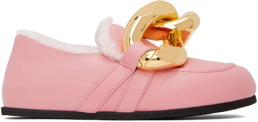 JW Anderson Pink Shearling Chain Loafers