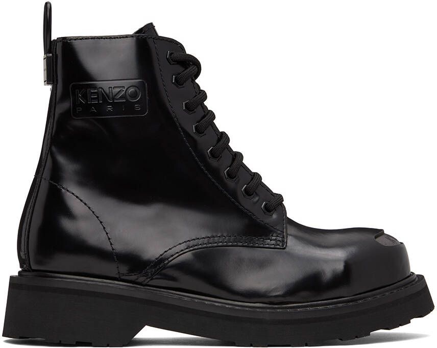 Kenzo Black Smile Lace-Up Boots - Picture 4