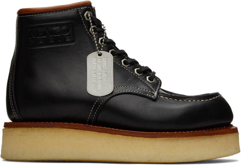 Kenzo Black Yama Lace-Up Boots - Picture 5