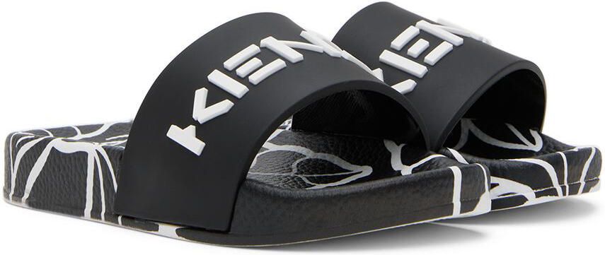 Kenzo Kids Black Rubber Logo Slides - Picture 2