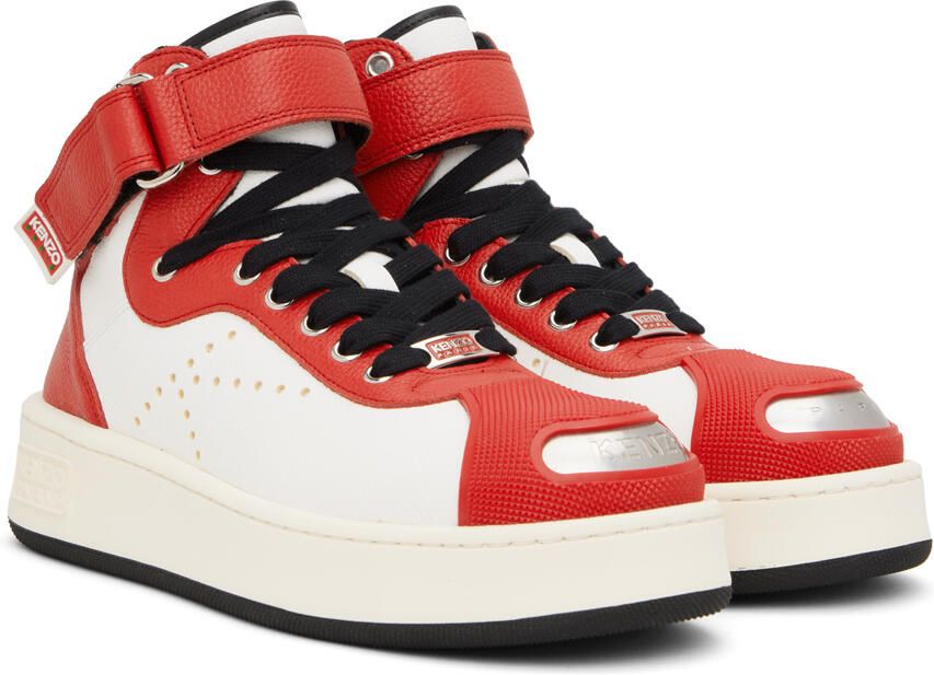 Kenzo Red & White Hoops Trainer Sneakers - Picture 2