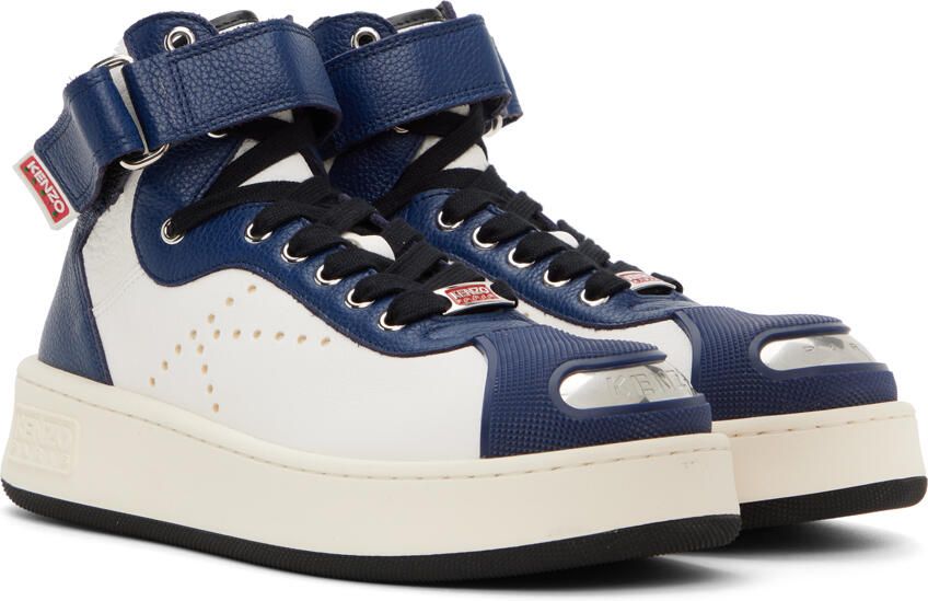 Kenzo White & Navy Paris Hoops Sneakers - Picture 2