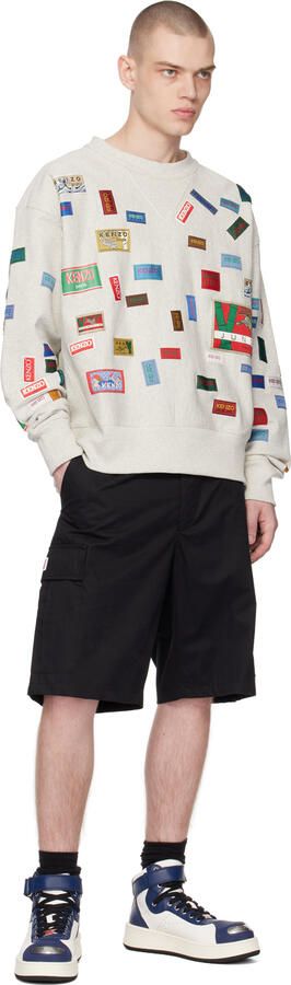 Kenzo White & Navy Paris Hoops Sneakers - Picture 4