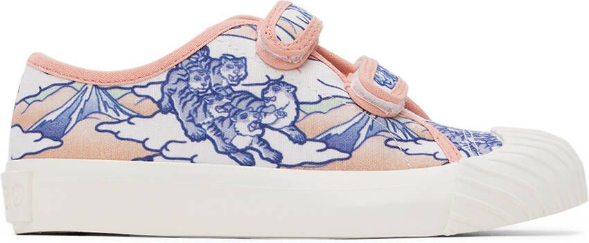 Kenzo Kids White Velcro Sneakers